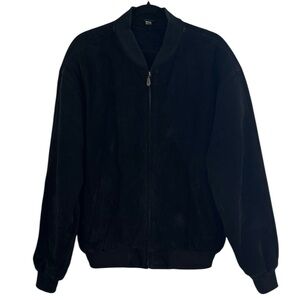 Vintage Outdoor Exchange Black Suede Leather Bomber Jacket Size Medium Unisex